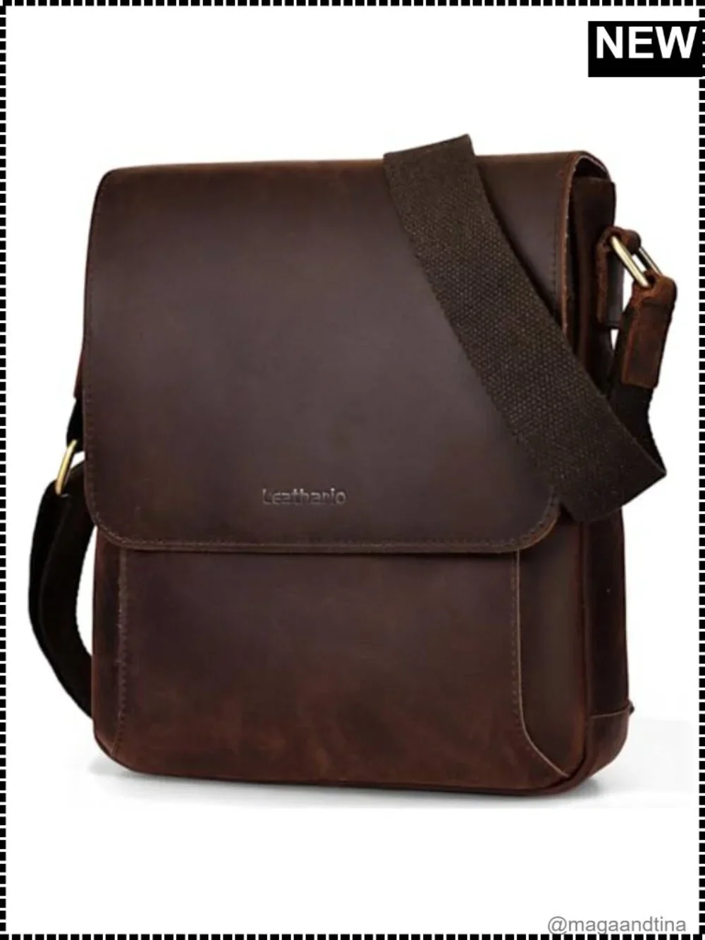 Men's Crossbody Bag Vegan Leather Shoulder Sling Satchel Messenger